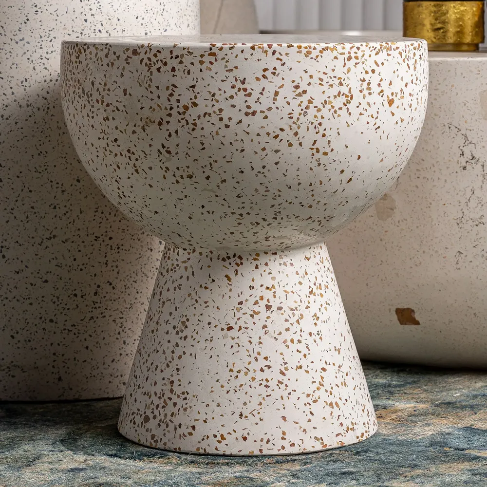 Other tables - White terrazzo coffee table in 40x40x45 cm - VICAL
