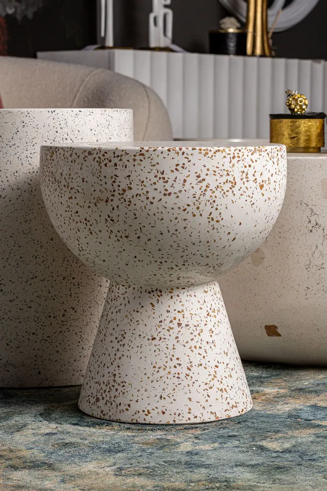 Other tables - White terrazzo coffee table in 40x40x45 cm - VICAL