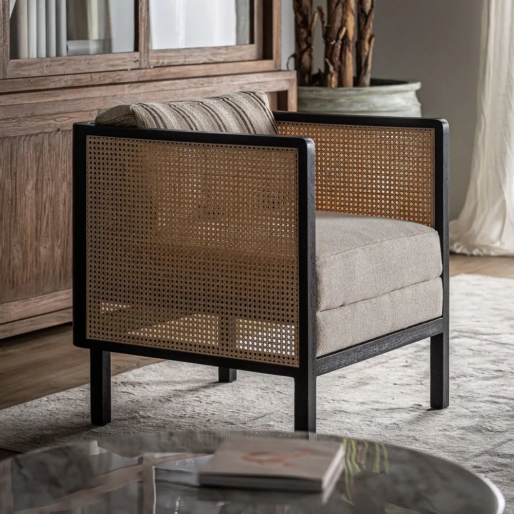 Fauteuils - Fauteuil en bois de mangue beige  en 73x73x83 cm - VICAL