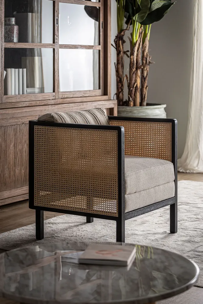 Fauteuils - Fauteuil en bois de mangue beige  en 73x73x83 cm - VICAL