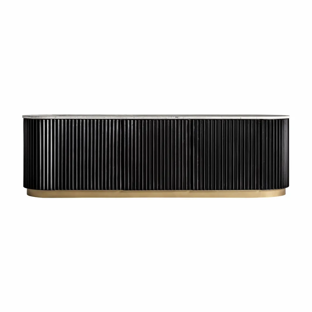 Meubles TV - Meuble tv en marbre noir  en 170x40x50 cm - VICAL