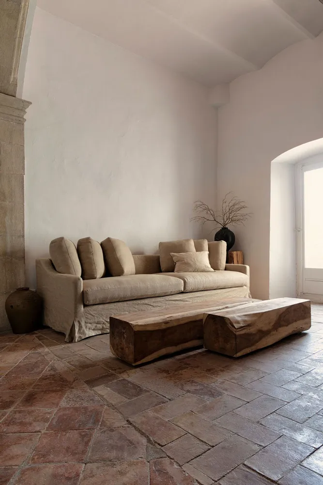 Canapés - Sofa en bois de pin beige  en 280x108x90 cm - VICAL