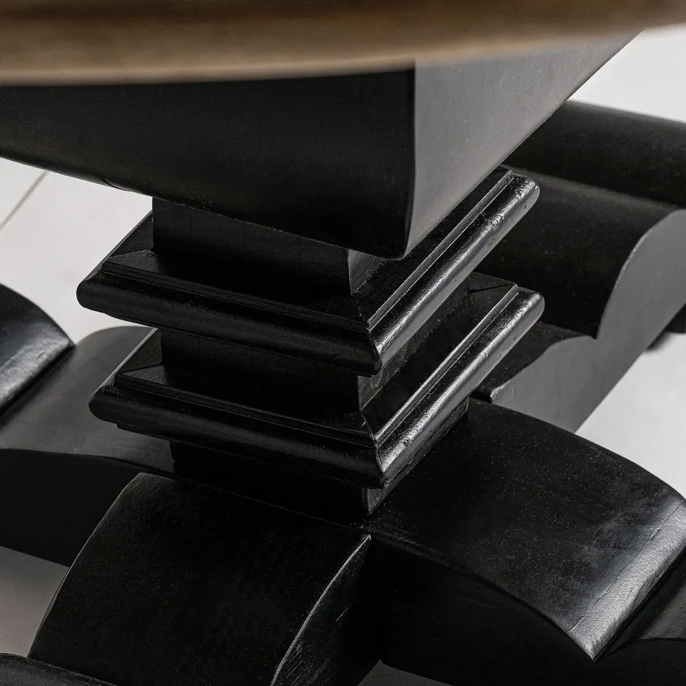 Dining Tables - Living room table in black mango wood in 130x130x77 cm - VICAL