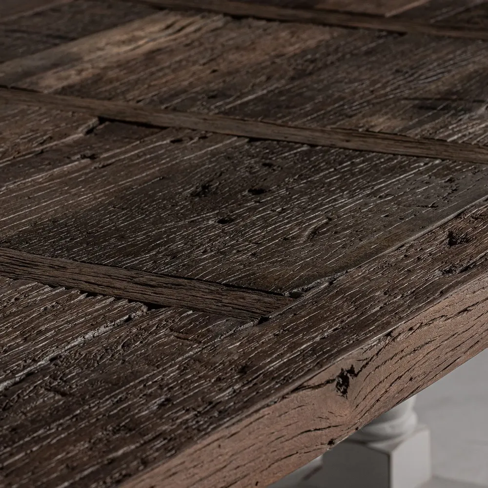 Tables Salle à Manger - Table salon en bois d’orme recyclé blanc  en 200x101x78 cm - VICAL