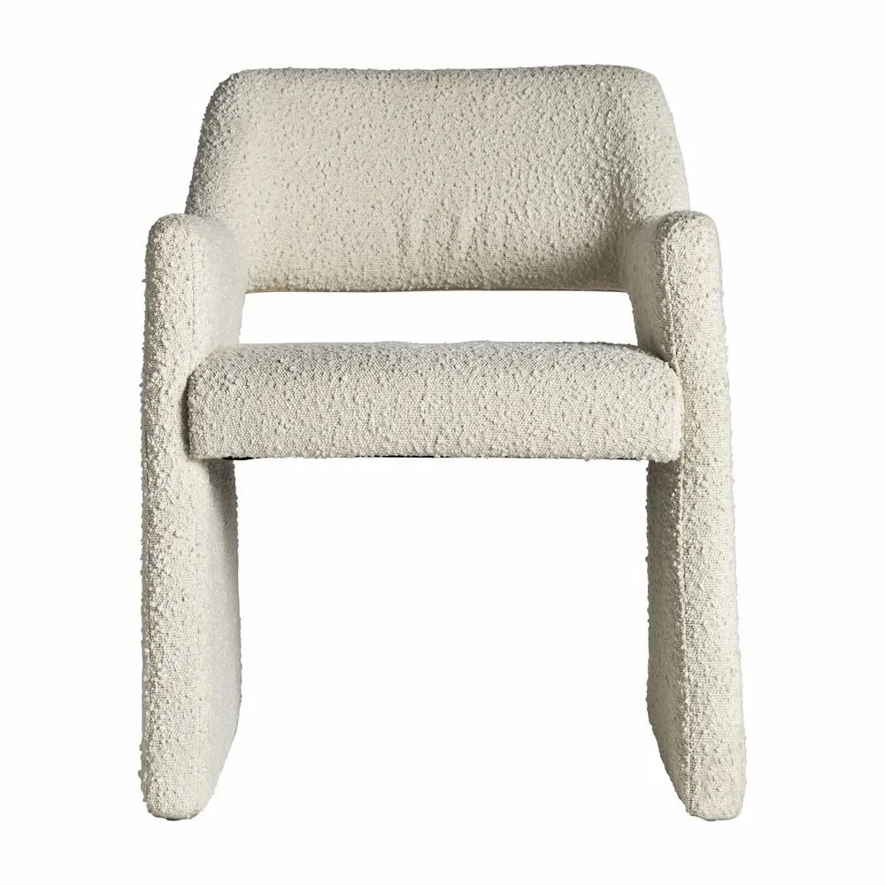 Chairs - Off-white looped cotton chair in 58x56x79 cm - VICAL