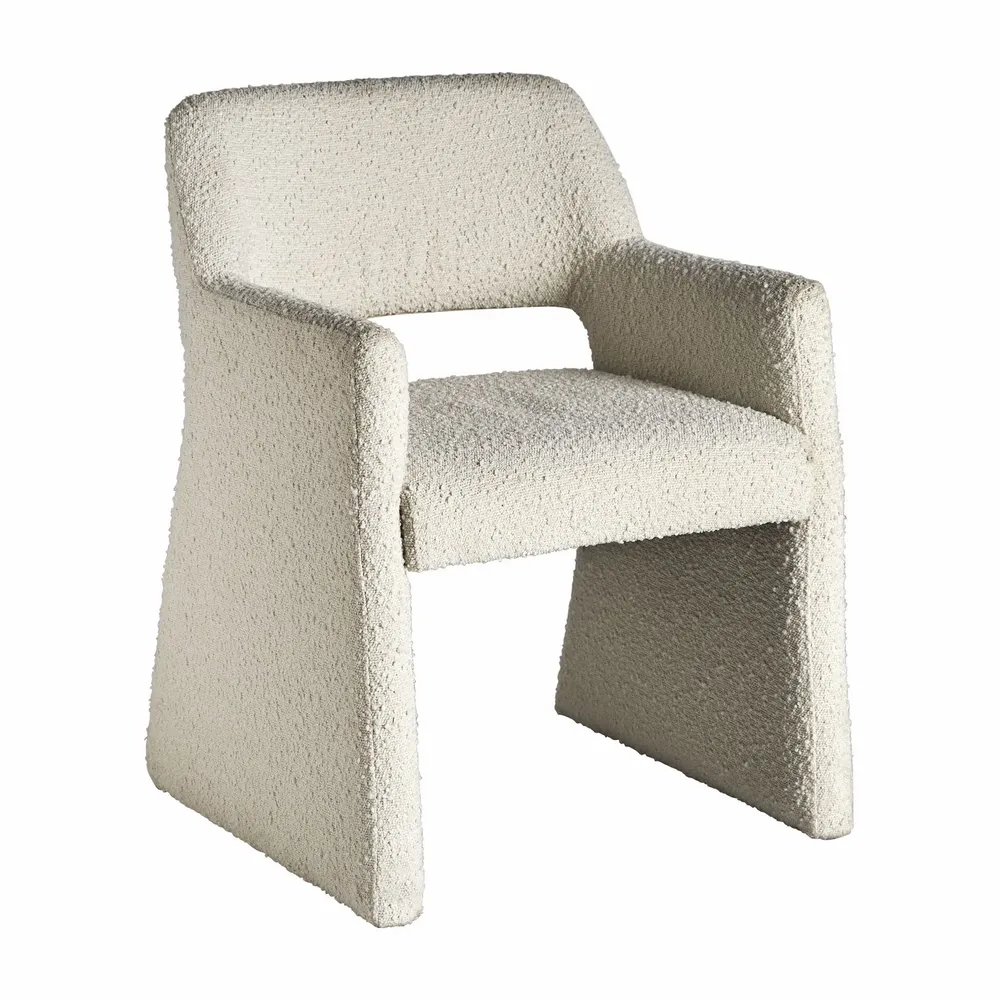 Chairs - Off-white looped cotton chair in 58x56x79 cm - VICAL
