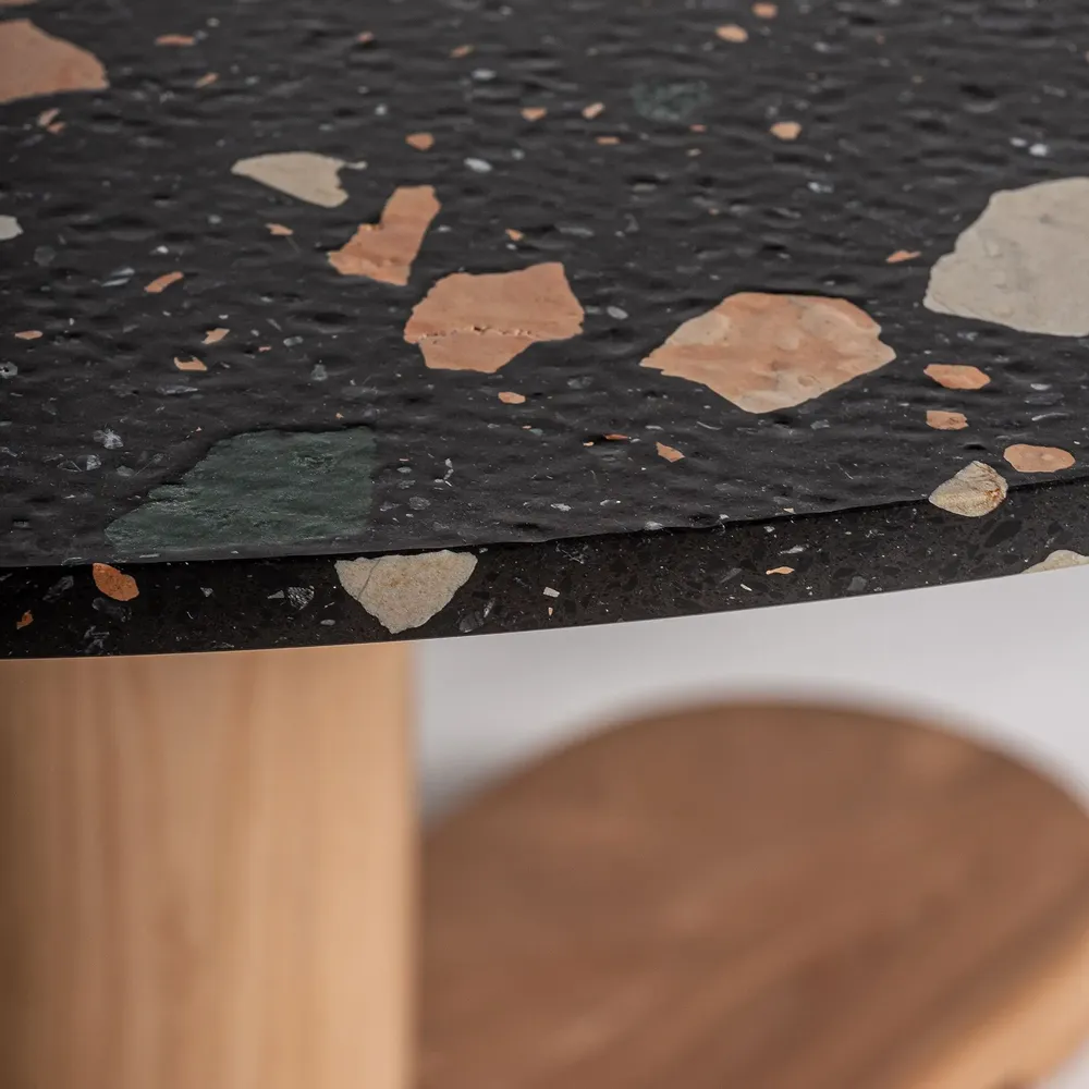 Dining Tables - Black terrazzo lounge table in 150x150x76 cm - VICAL