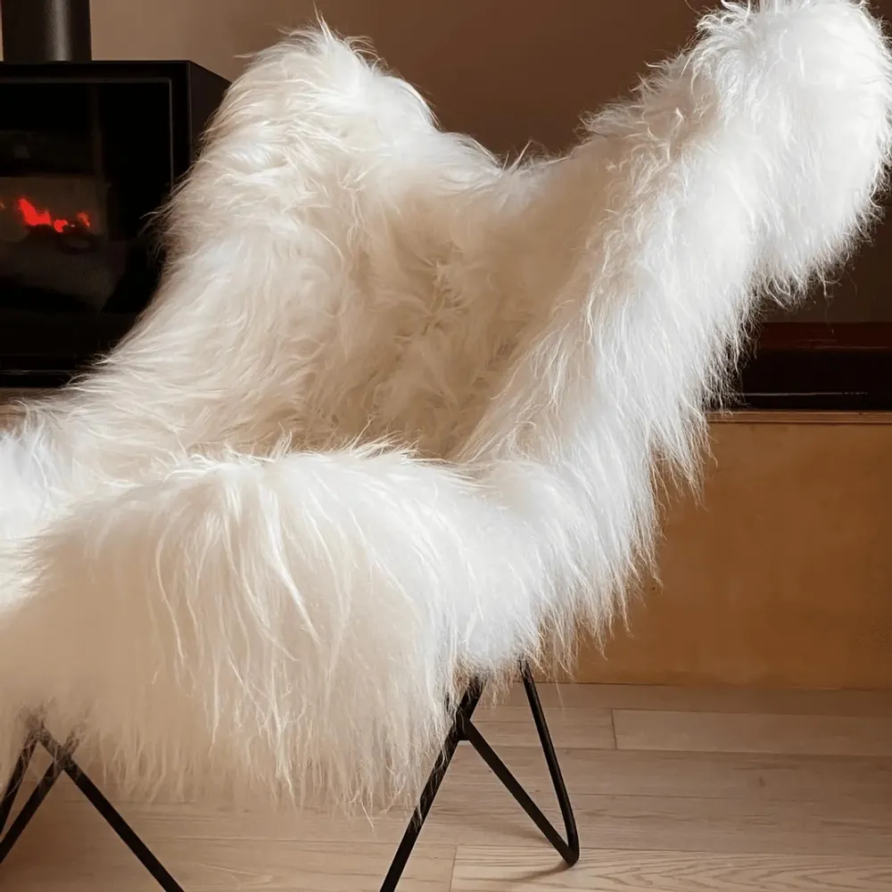 Unique pieces - Butterfly AA Icelandic Sheep Chair - French Leather - MAISON THURET