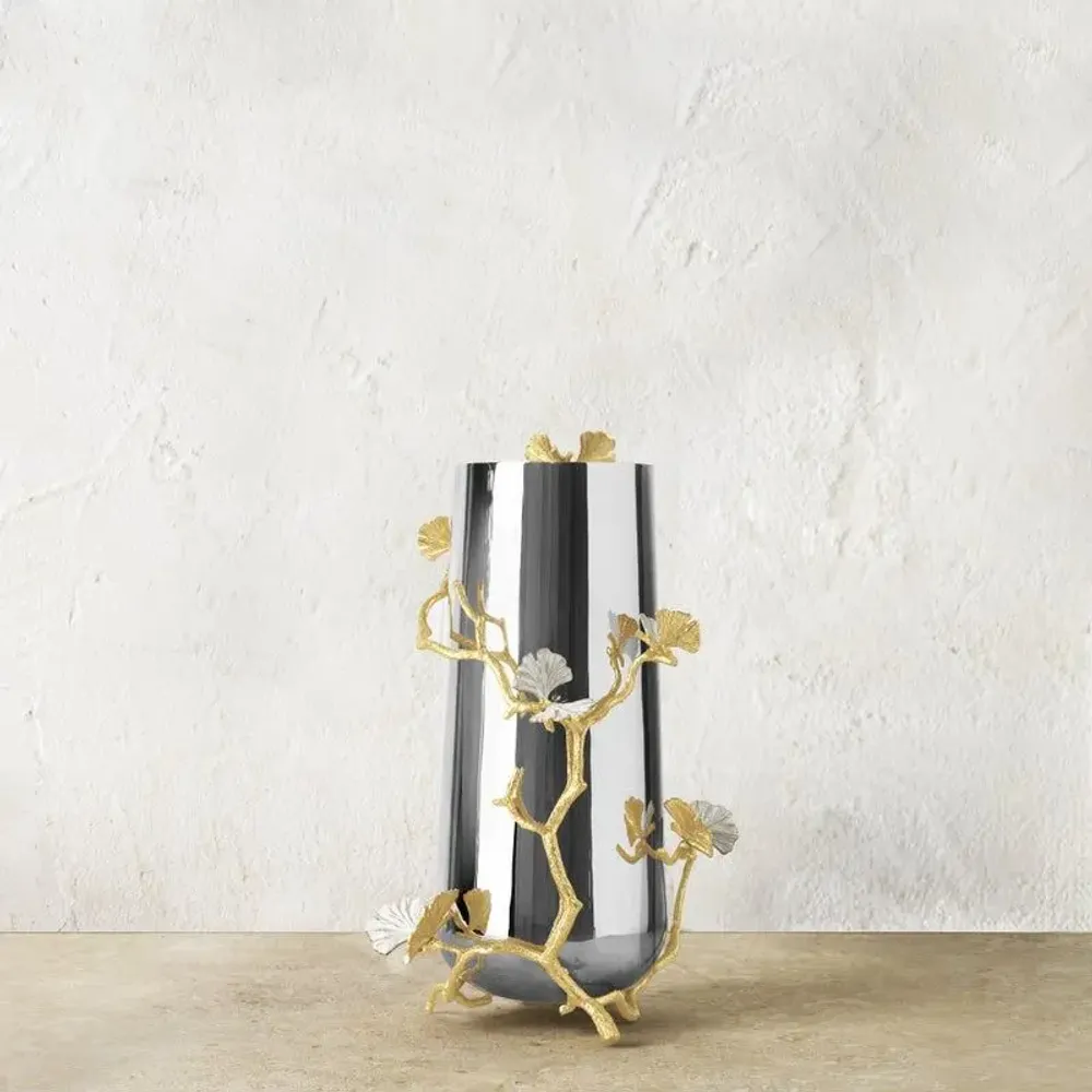 Vases - Butterfly Ginkgo Gold Vase - Large - MICHAEL ARAM