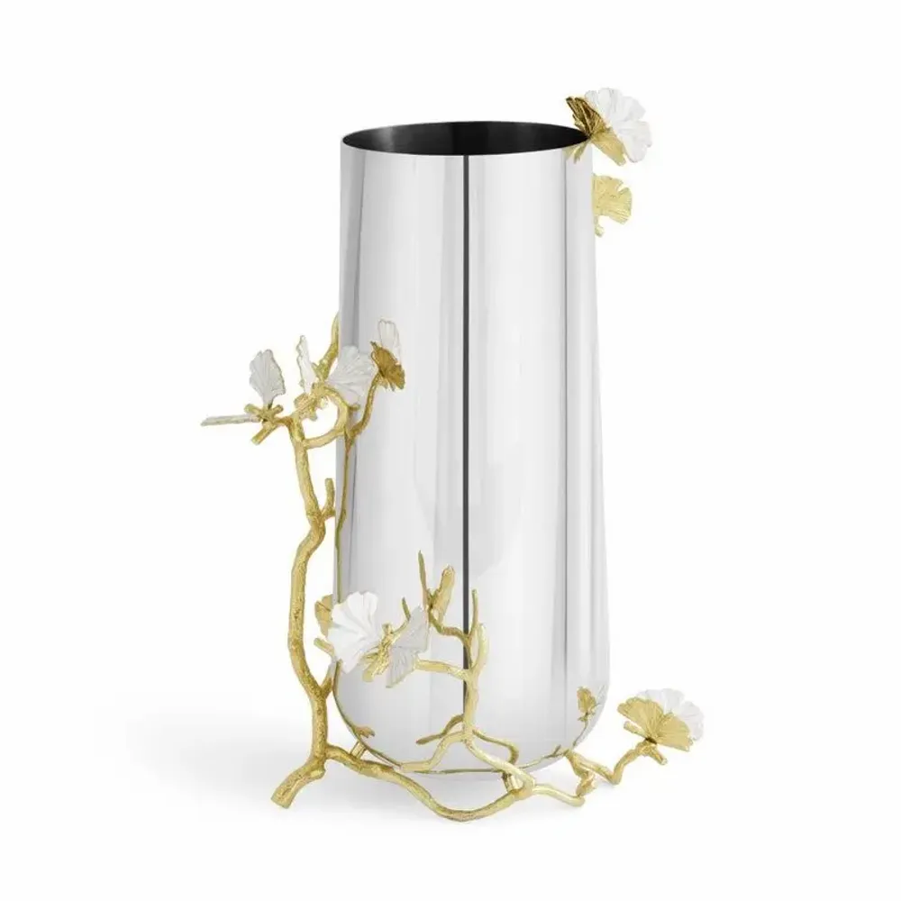 Vases - Butterfly Ginkgo Gold Vase - Large - MICHAEL ARAM