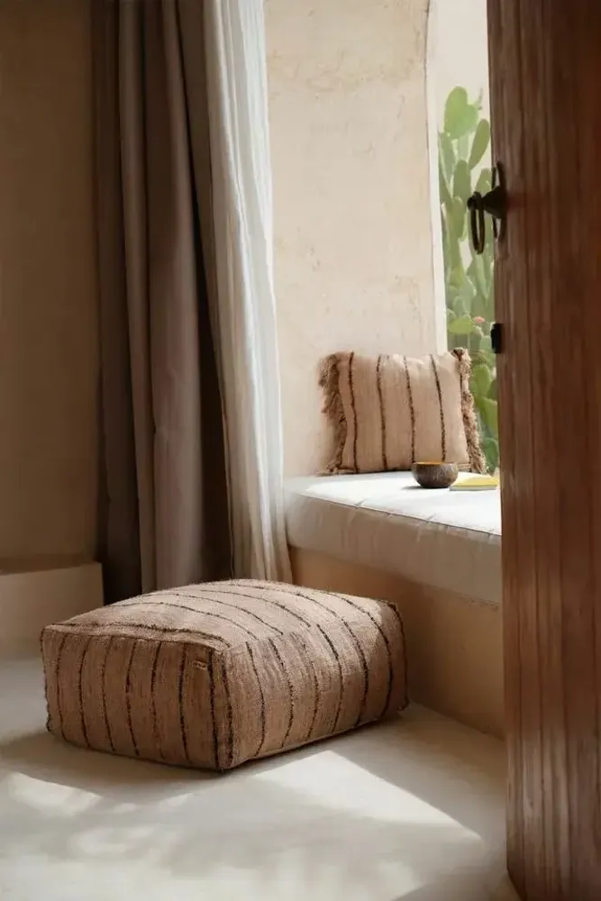 Ottomans - The Oh My Gee Pouffe - Beige Black - BAZAR BIZAR LIVING