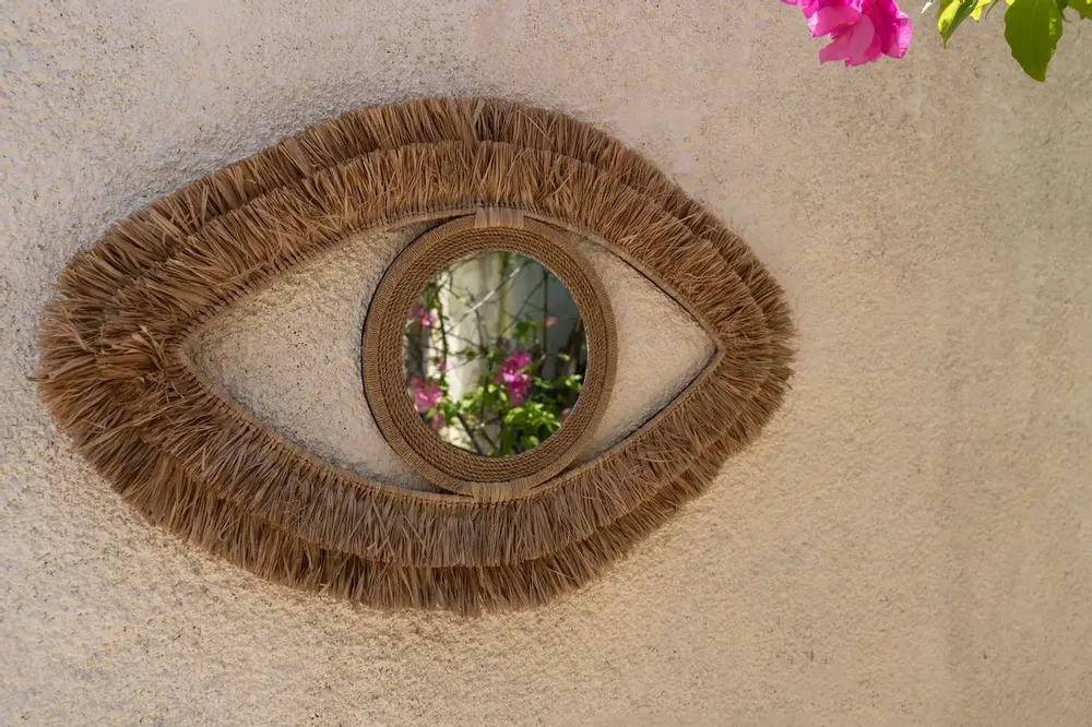 Mirrors - The Raffia Eye Mirror - Natural - M - BAZAR BIZAR LIVING