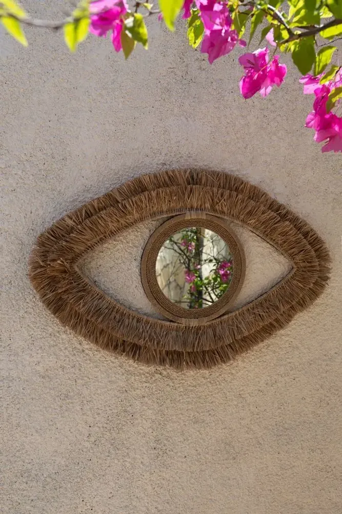 Mirrors - The Raffia Eye Mirror - Natural - M - BAZAR BIZAR LIVING