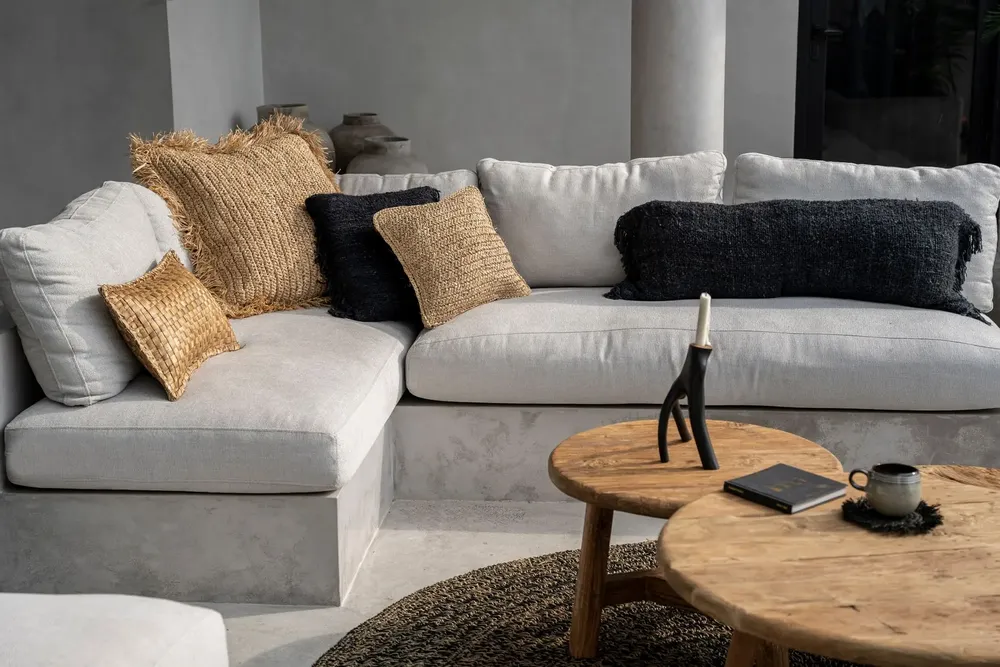 Cushions - The Raffia Flores Cushion Cover Square - Natural - 40x40 - BAZAR BIZAR LIVING