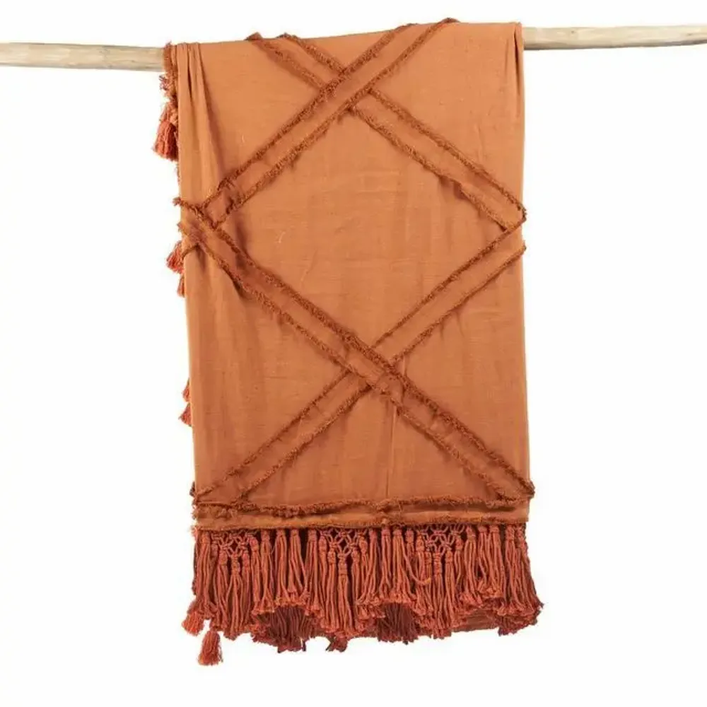 Throw blankets - The Berber Bed Throw  - Terracotta - BAZAR BIZAR LIVING