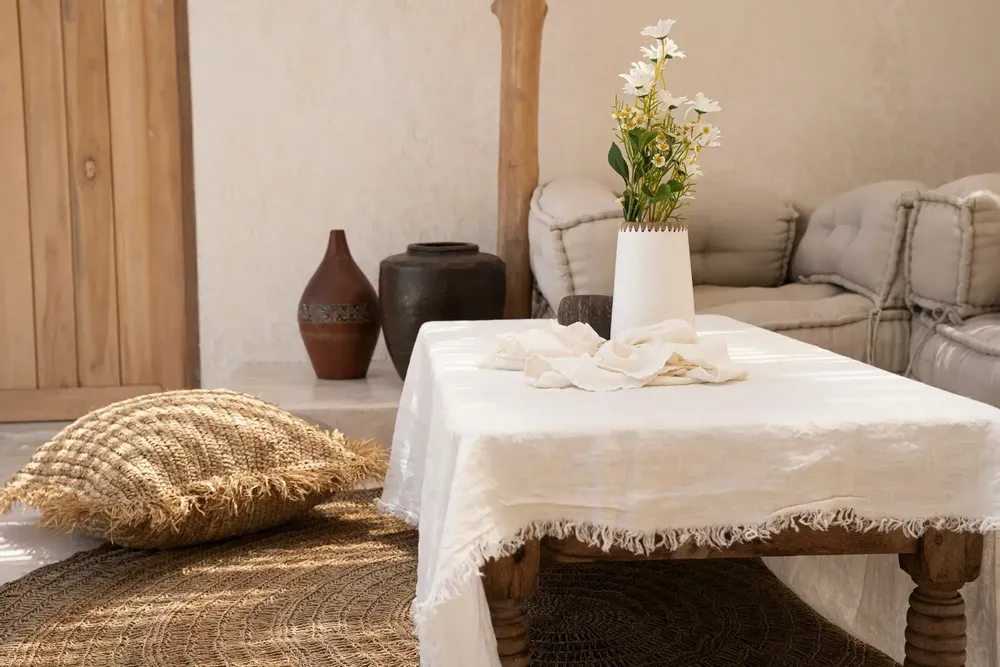 Linge de table textile - La Nappe en Lin - Blanc - 150x250 - BAZAR BIZAR LIVING