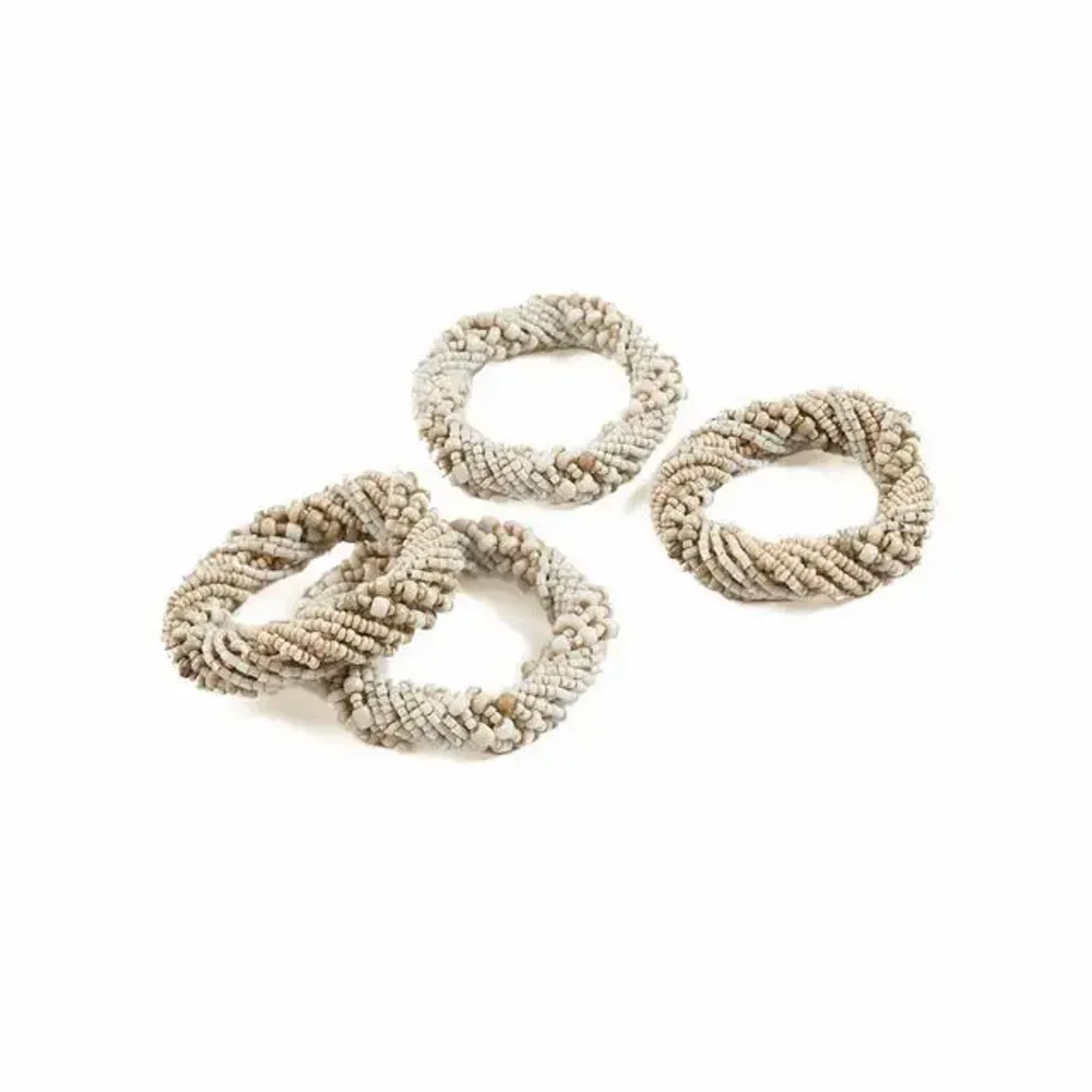 Napkins - The Beaded Napkin Ring - White - Set of 4 - BAZAR BIZAR LIVING