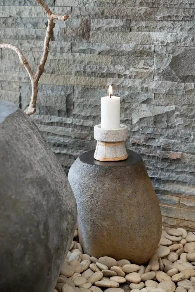 Bougeoirs et photophores  - Le Bougeoir Serene - Béton Gris Naturel - S - BAZAR BIZAR LIVING