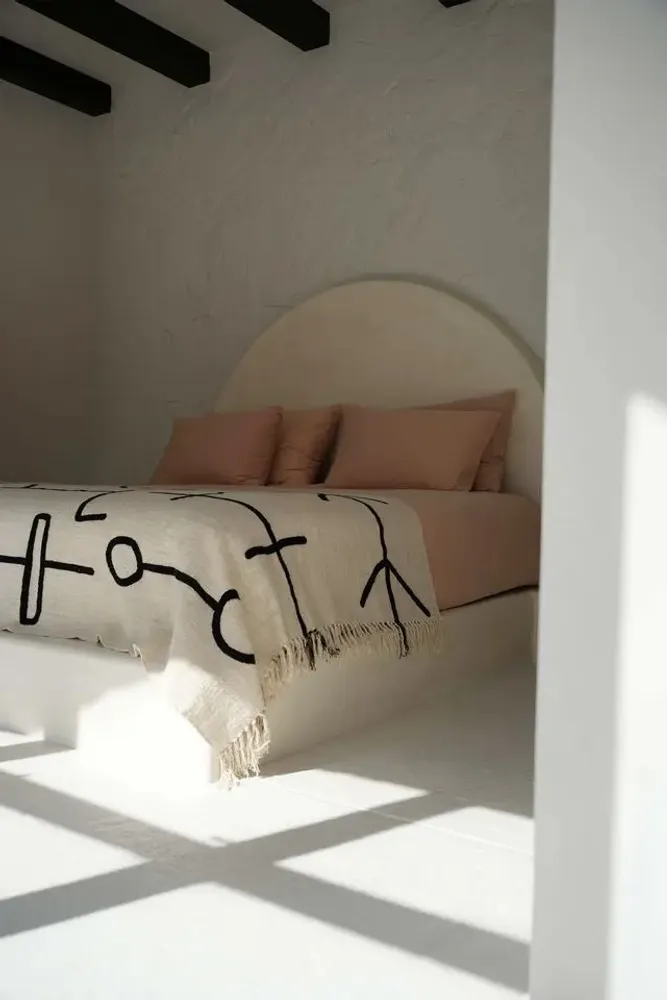 Throw blankets - The Evil Eye Bed Throw - Natural Black - BAZAR BIZAR LIVING