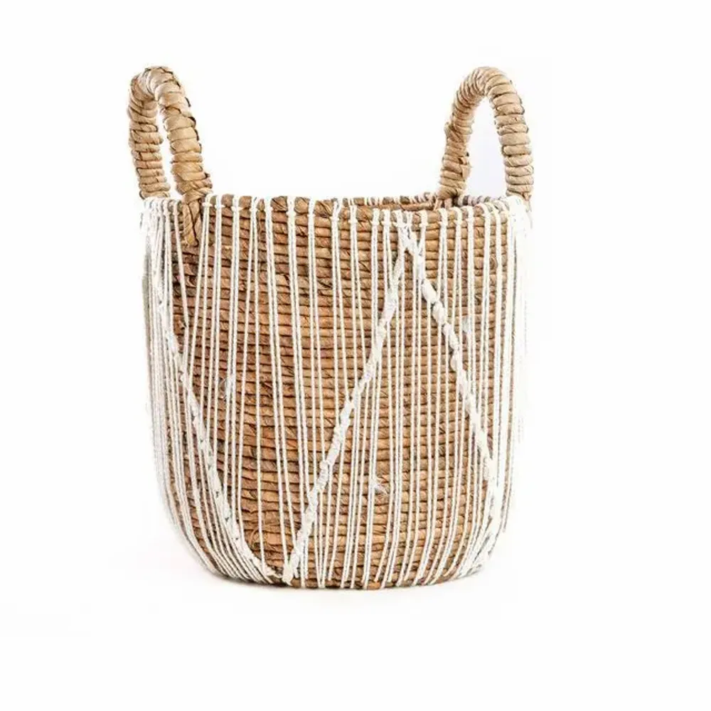 Boîtes de rangement  - Le Panier Macramé À Stitches Droits - Naturel Blanc - S - BAZAR BIZAR LIVING