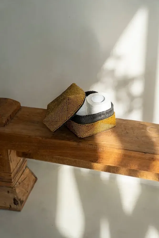 Caskets and boxes - The Beaded Basket - Gold - S - BAZAR BIZAR LIVING
