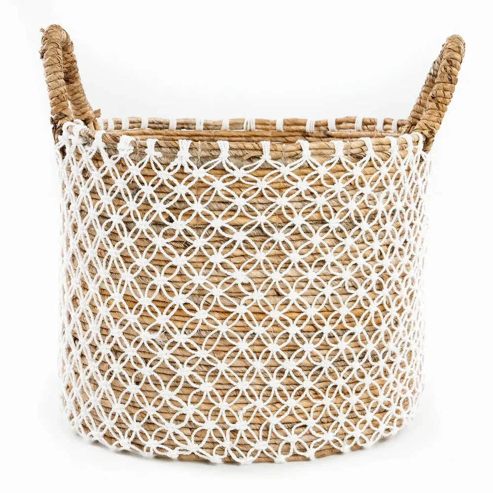 Boîtes de rangement  - Le Panier Macramé Stitches Croisés - Naturel Blanc - L - BAZAR BIZAR LIVING