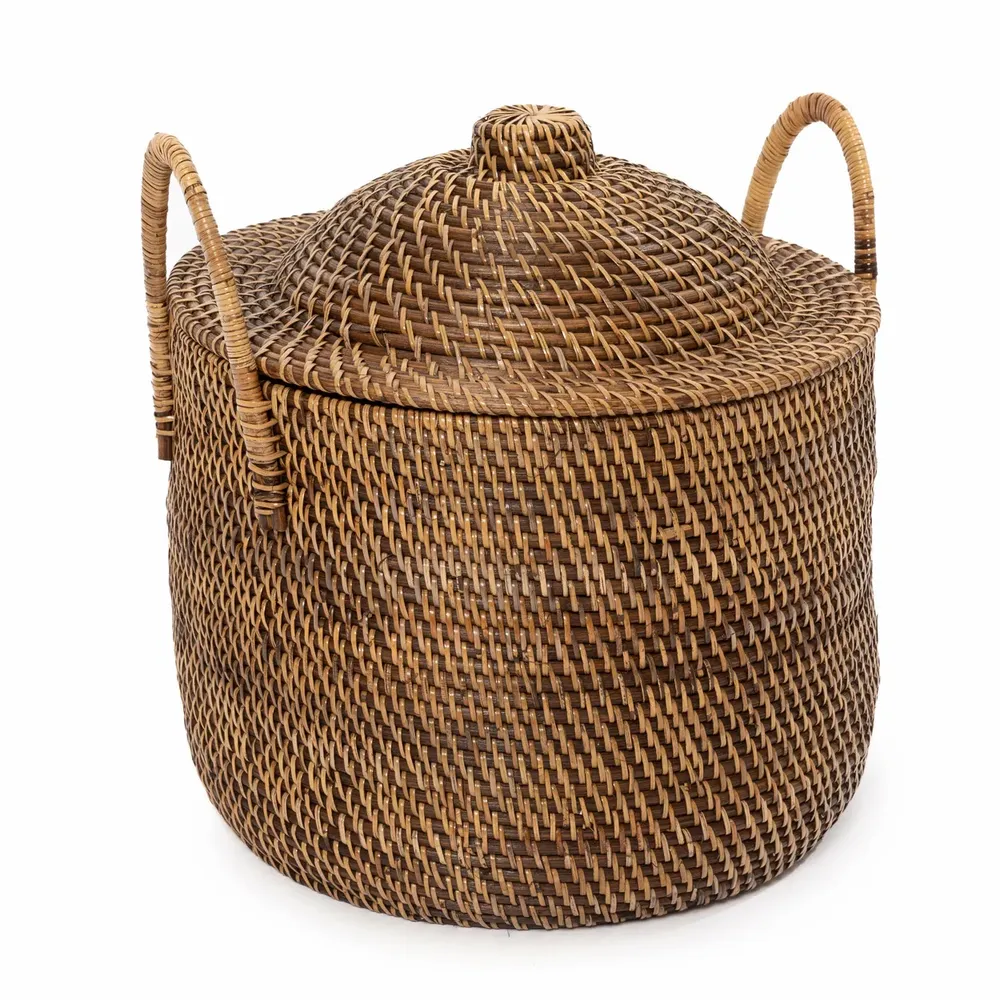 Storage boxes - The Colonial Handles Basket - Natural Brown - BAZAR BIZAR LIVING