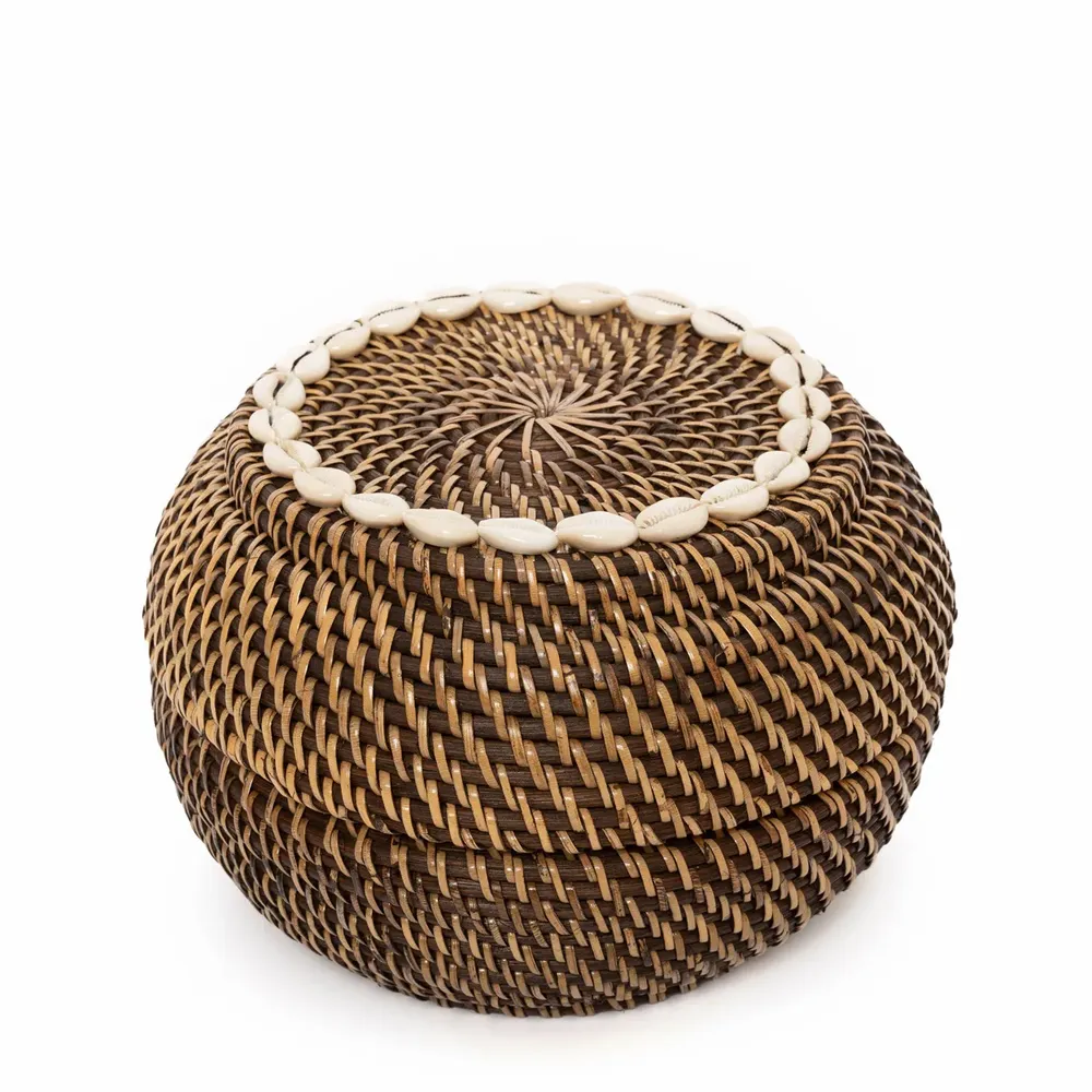 Storage boxes - The Colonial Peek-a-Boo Basket - Natural Brown - M - BAZAR BIZAR LIVING