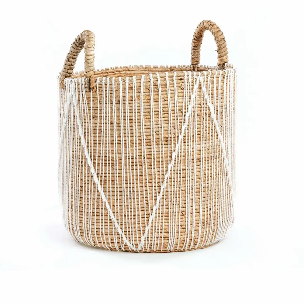 Boîtes de rangement  - Le Panier Macramé Stitches Droits - Naturel Blanc - M - BAZAR BIZAR LIVING