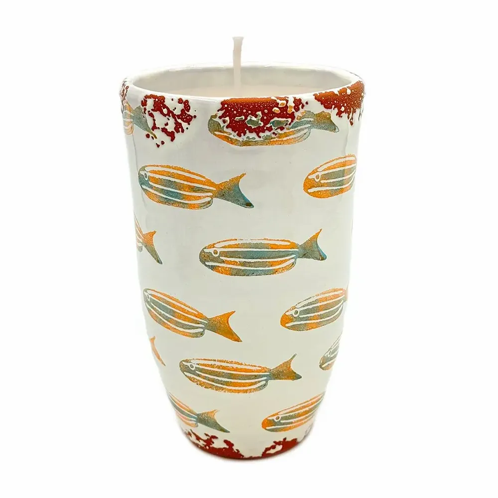 Bougies - Bougie poisson en céramique FREESIA/PEAR and LIME/SALT taille XL - WAX DESIGN - BARCELONA