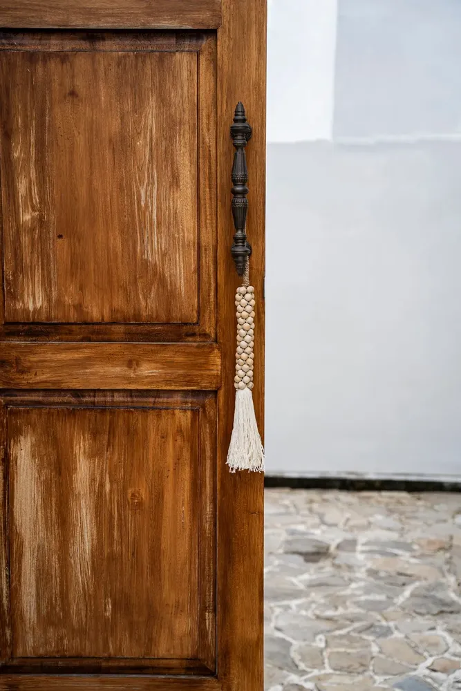 Decorative objects - The Wooden Beads with Cotton Tassel - Natural White - BAZAR BIZAR LIVING