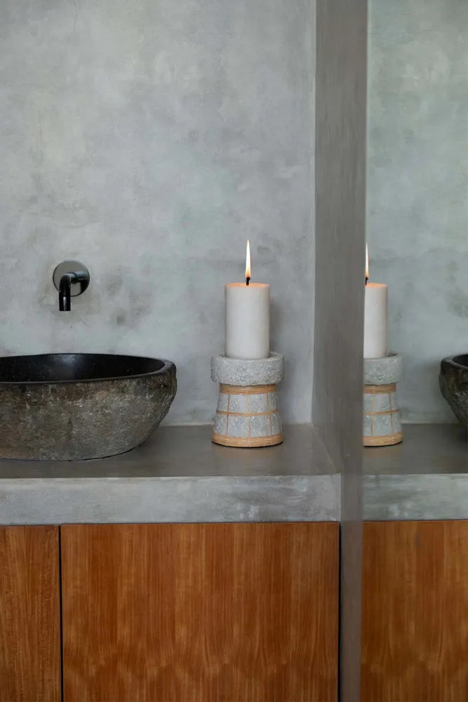 Candlesticks and candle holders - The Serene Candle Holder - Concrete Natural - M - BAZAR BIZAR LIVING