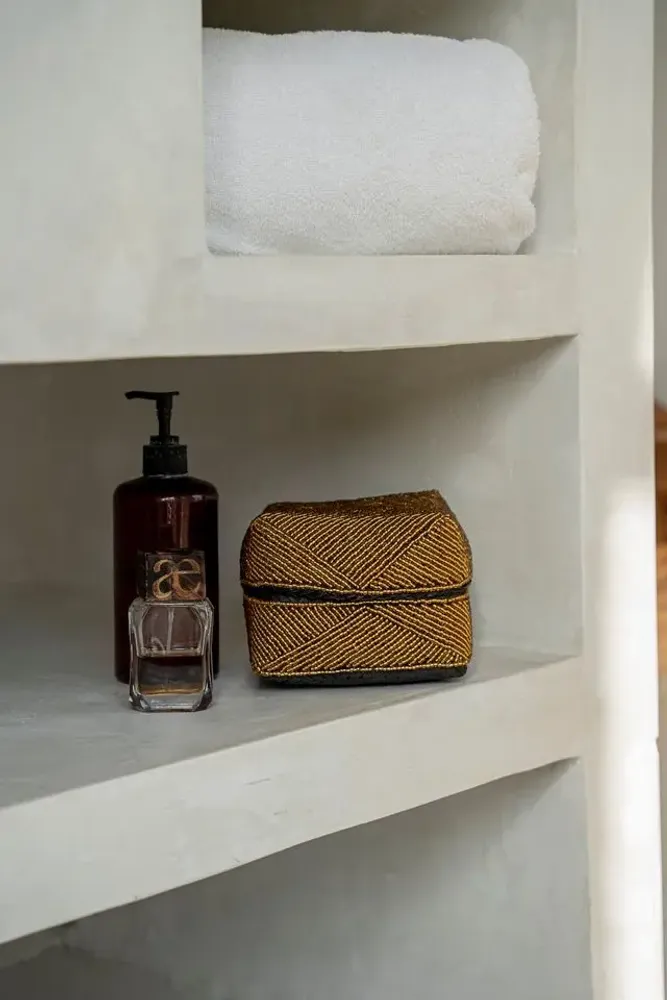 Caskets and boxes - The Beaded Basket - Gold - M - BAZAR BIZAR LIVING