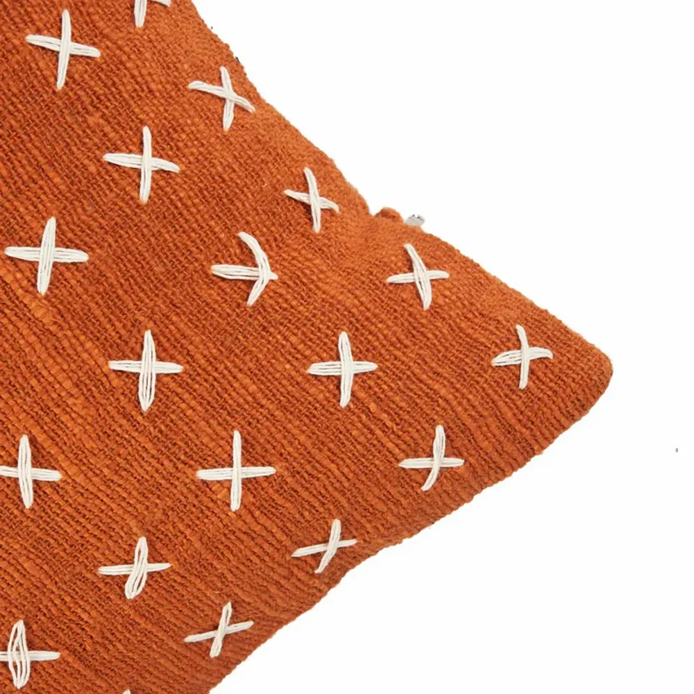 Cushions - The Zillion Kiss Cushion Cover - Terracotta White - BAZAR BIZAR LIVING