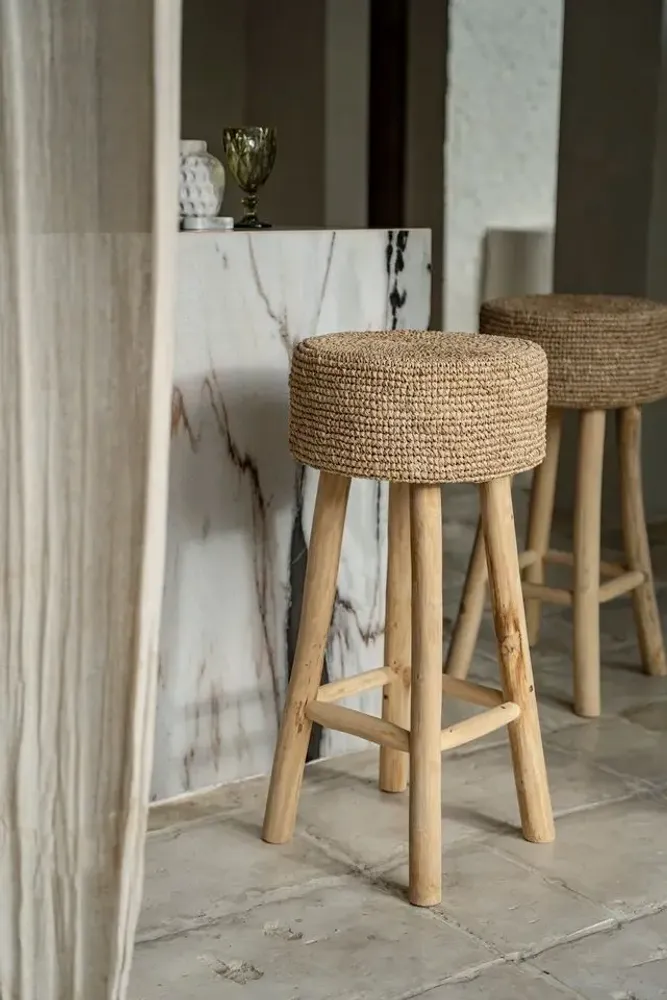 Stools - The Raffia Bar Stool - BAZAR BIZAR LIVING