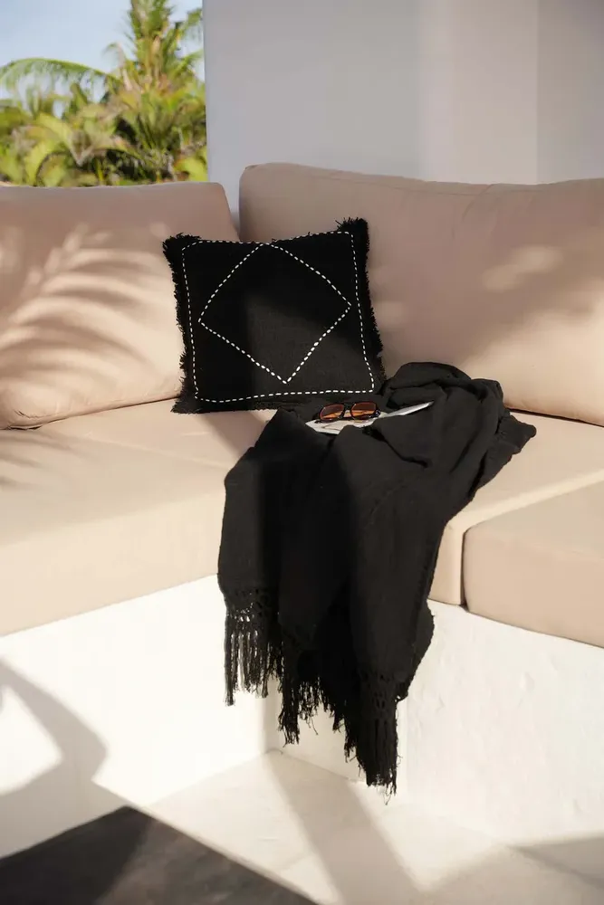Cushions - The Kasbah Cushion Cover - Black White - BAZAR BIZAR LIVING