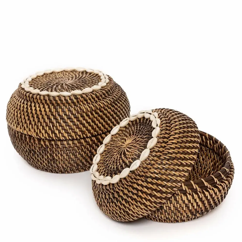 Storage boxes - The Colonial Peek-a-Boo Basket - Natural Brown - M - BAZAR BIZAR LIVING