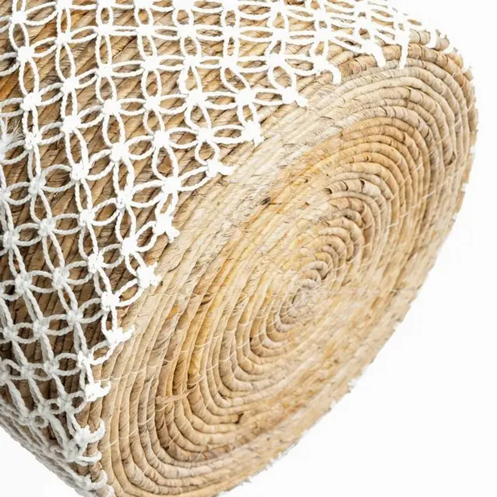 Boîtes de rangement  - Le Panier Macramé Stitches Croisés - Naturel Blanc - L - BAZAR BIZAR LIVING