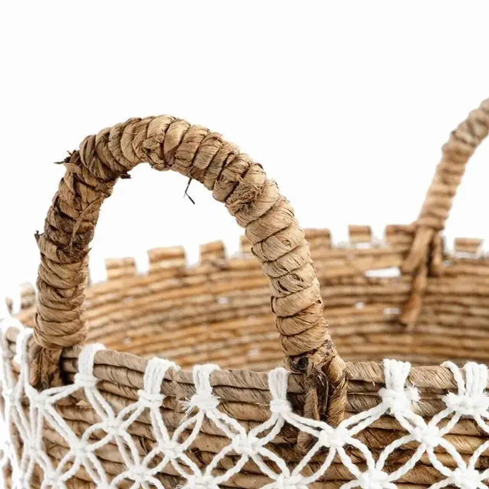 Boîtes de rangement  - Le Panier Macramé Stitches Croisés - Naturel Blanc - L - BAZAR BIZAR LIVING