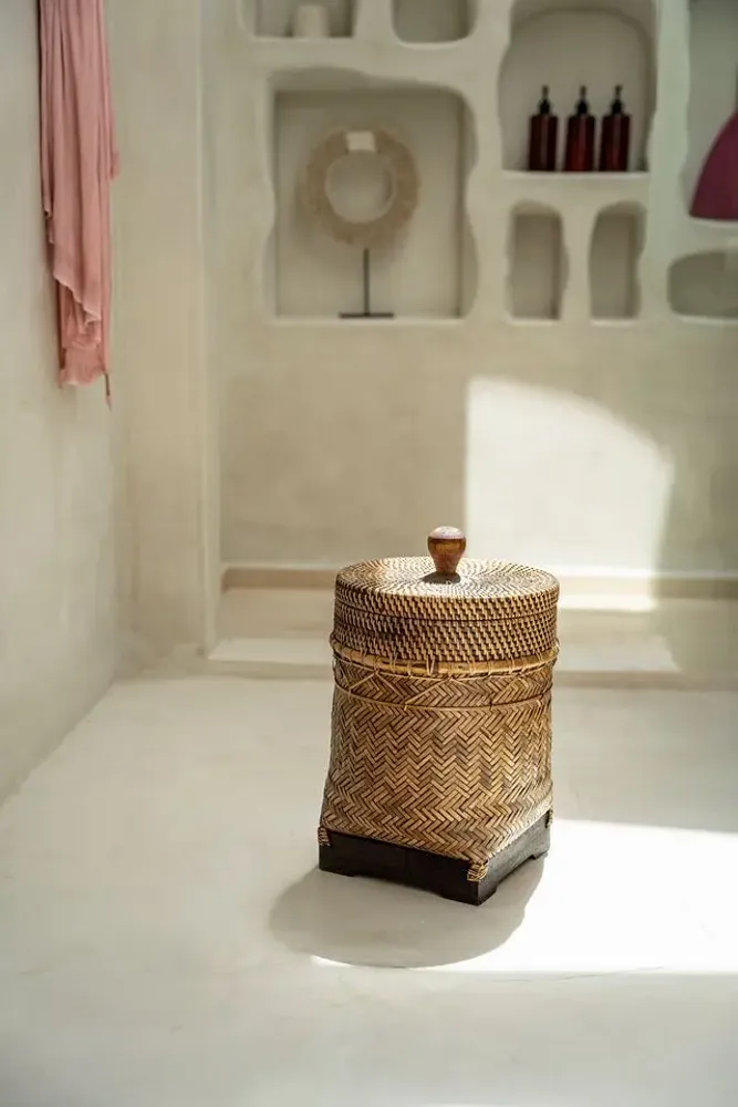 Bathroom waste baskets - The Bathroom Bin Basket - Natural Brown - BAZAR BIZAR LIVING