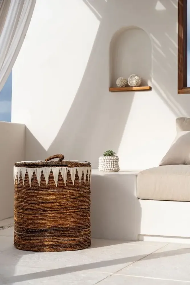 Laundry baskets - The Banana Stitched Laundry Baskets - L - BAZAR BIZAR LIVING