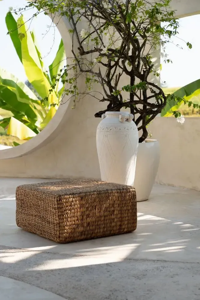 Ottomans - The Hyacinth Pouffe Square - Natural - M - BAZAR BIZAR LIVING