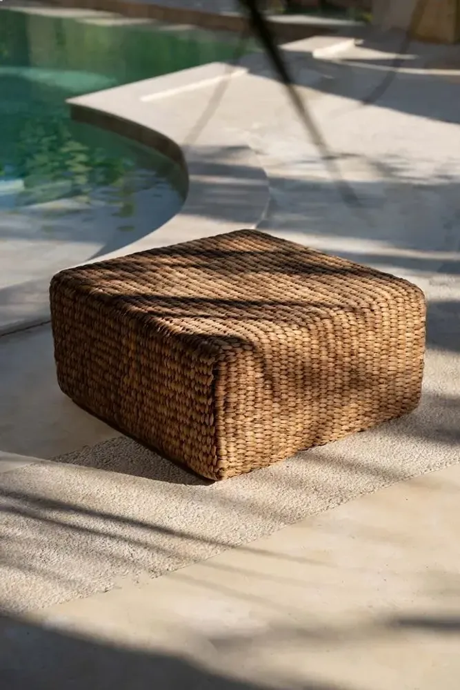 Ottomans - The Hyacinth Pouffe Square - Natural - M - BAZAR BIZAR LIVING