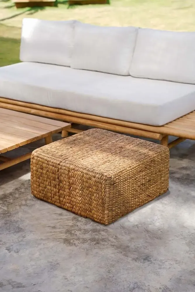 Ottomans - The Hyacinth Pouffe Square - Natural - M - BAZAR BIZAR LIVING
