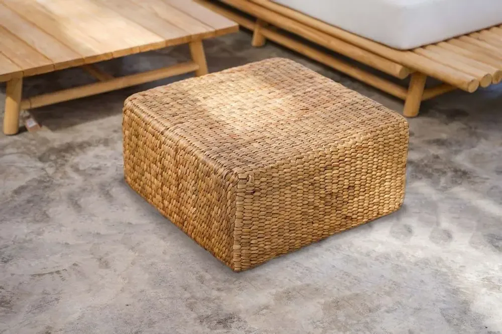 Ottomans - The Hyacinth Pouffe Square - Natural - M - BAZAR BIZAR LIVING