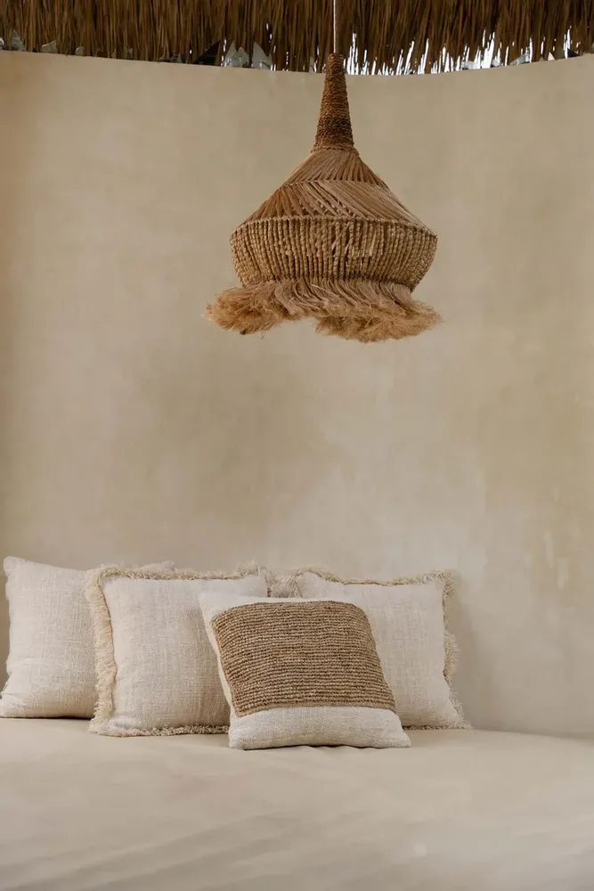 Cushions - The Raffia Stamp Cushion Cover - Natural - BAZAR BIZAR LIVING