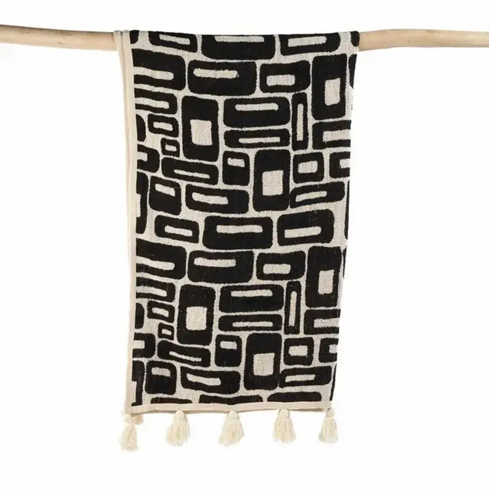 Throw blankets - The Aztec Bed Throw - Natural Black - BAZAR BIZAR LIVING