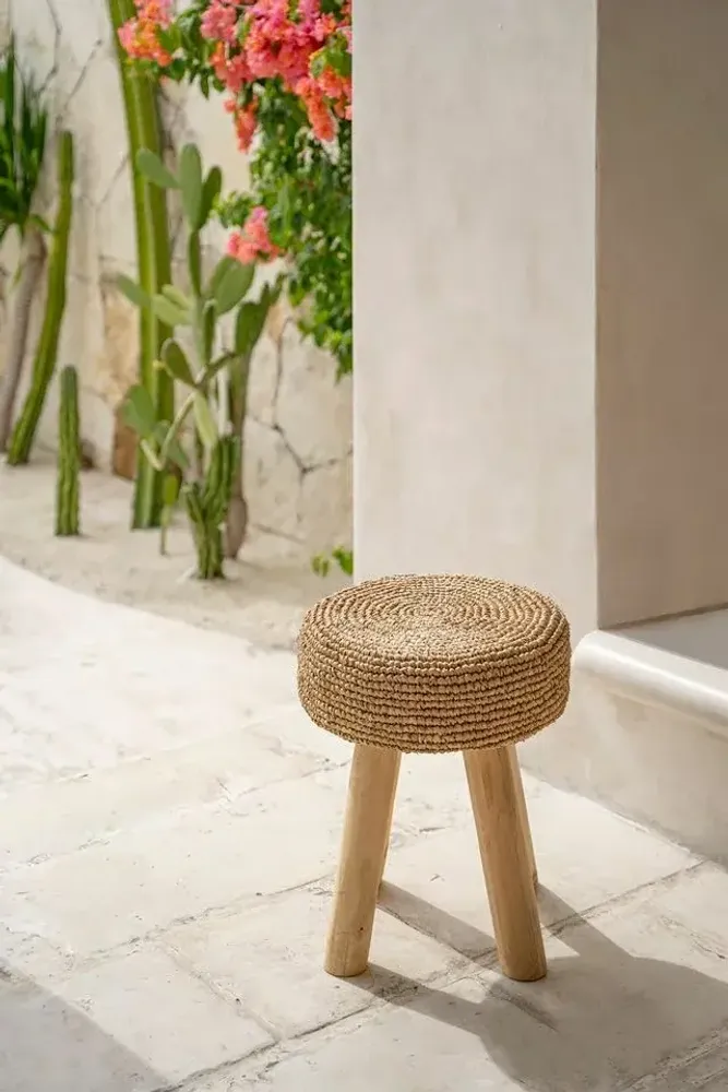 Stools - The Raffia Stool - Natural - BAZAR BIZAR LIVING
