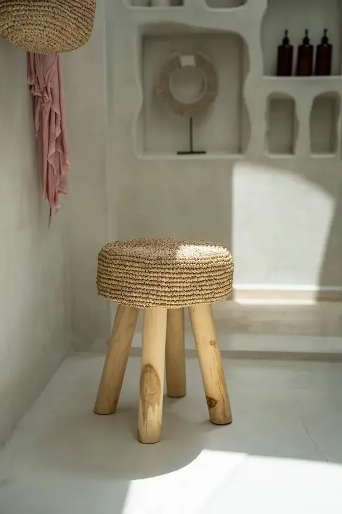 Stools - The Raffia Stool - Natural - BAZAR BIZAR LIVING