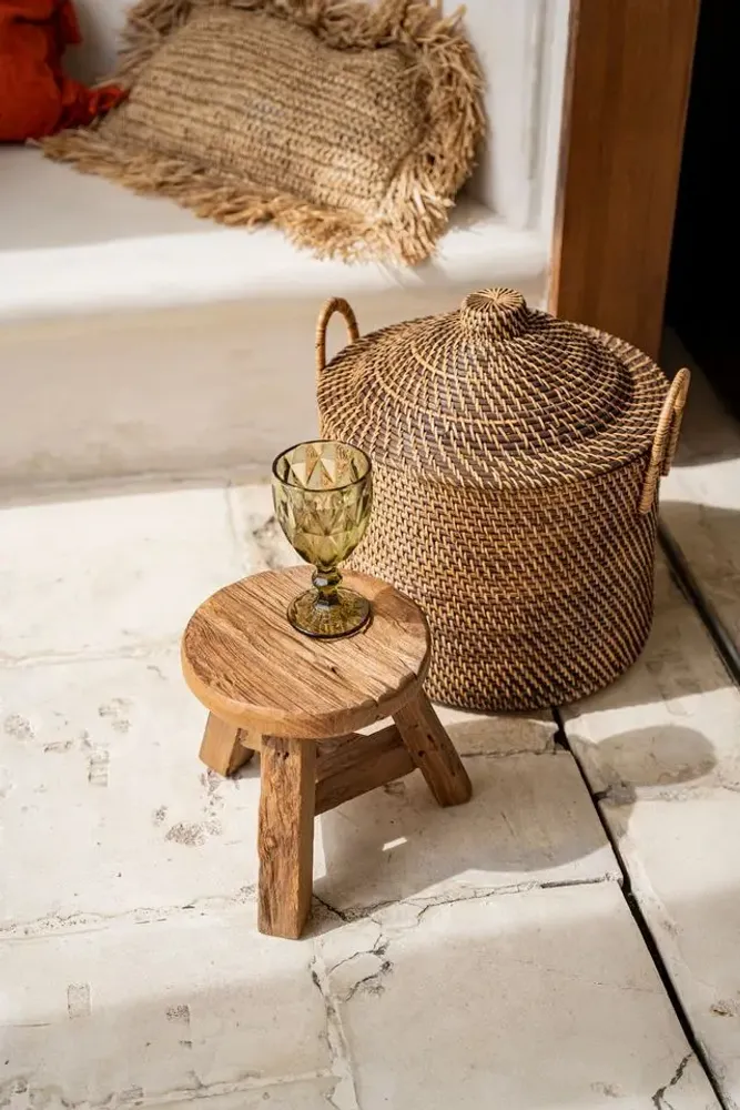 Storage boxes - The Colonial Handles Basket - Natural Brown - BAZAR BIZAR LIVING